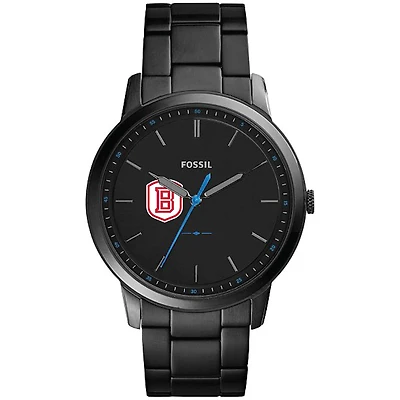 Men's Fossil  Black Bradley Braves Minimalist Slim Stainless Steel Watch