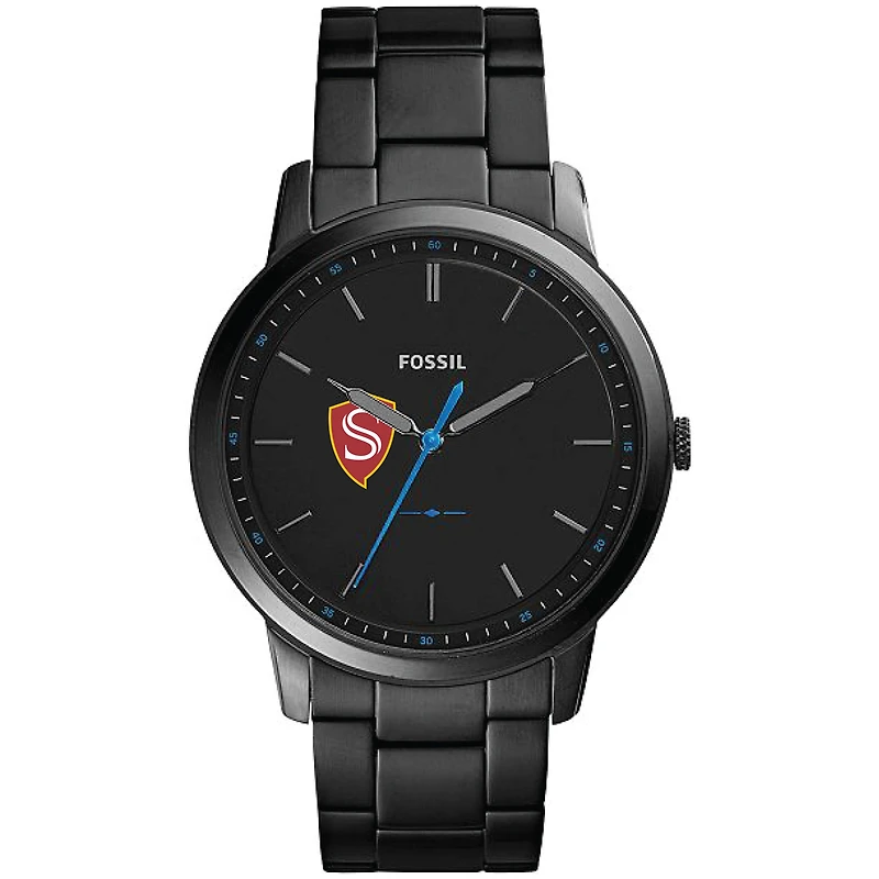 Men's Fossil Black Cal State Stanislaus Warriors Minimalist Slim Stainless Steel Watch