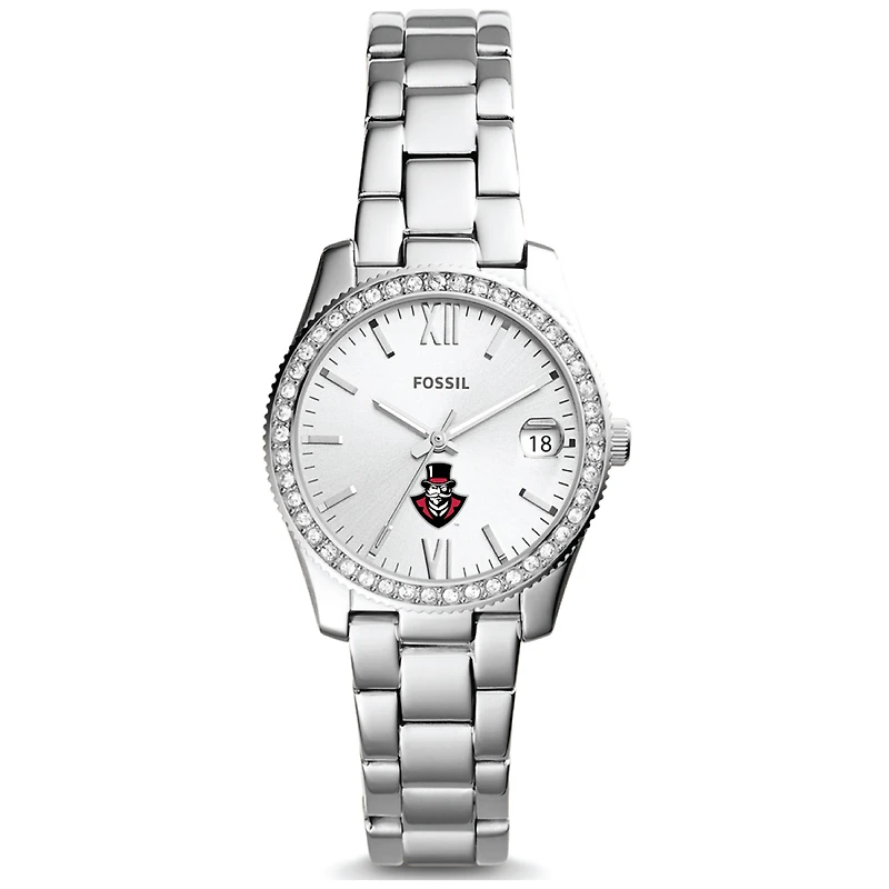 Women's Fossil Silver Austin Peay State Governors Scarlette Mini Three-Hand Date Watch
