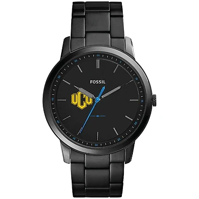 Men's Fossil  Black Central Oklahoma Bronchos Minimalist Slim Stainless Steel Watch