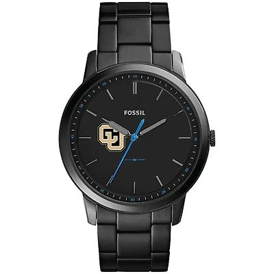 Men's Fossil  Black Colorado Anschutz Medical Campus Minimalist Slim Stainless Steel Watch