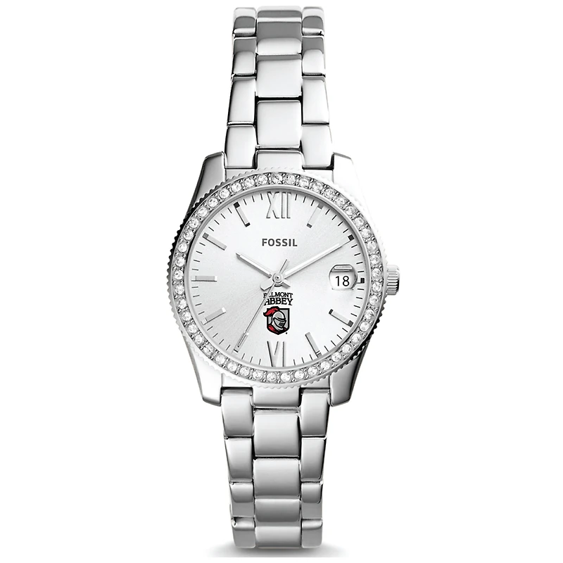 Women's Fossil Silver Belmont Abbey Crusaders Scarlette Mini Three-Hand Date Watch