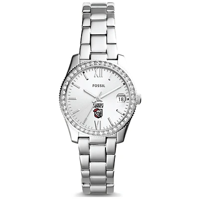 Women's Fossil Silver Belmont Abbey Crusaders Scarlette Mini Three-Hand Date Watch