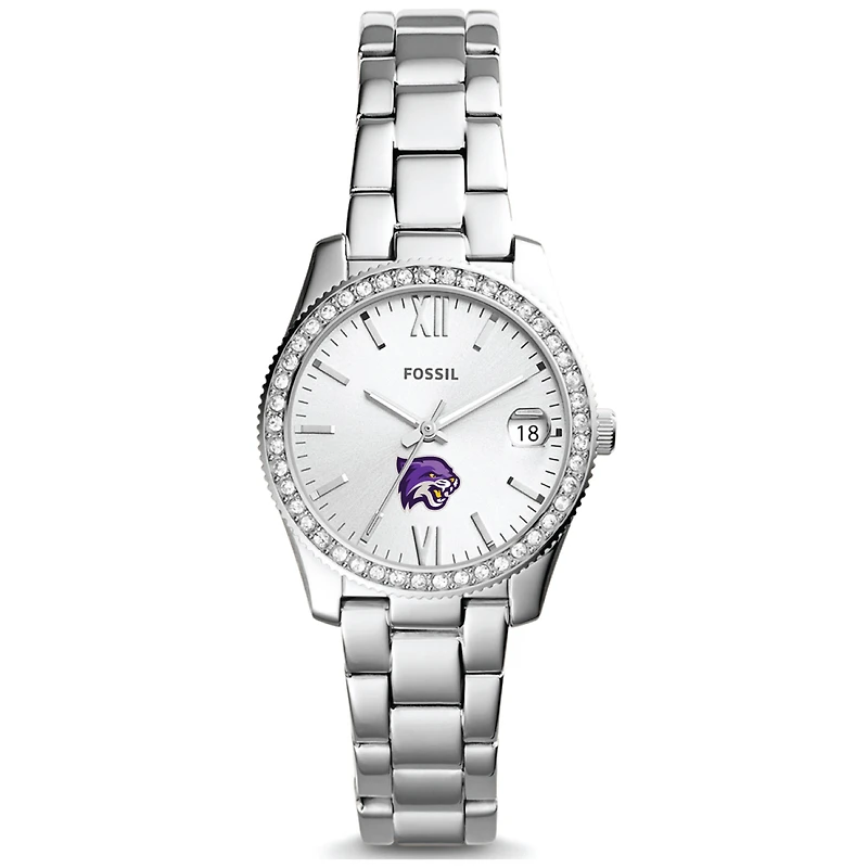 Women's Fossil Silver Bethel Wildcats Scarlette Mini Three-Hand Date Watch