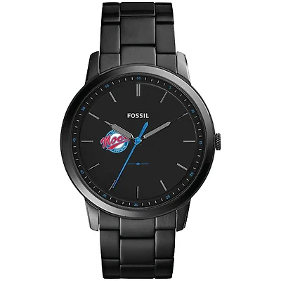 Men's Fossil  Black Florida Southern Mocs Minimalist Slim Stainless Steel Watch