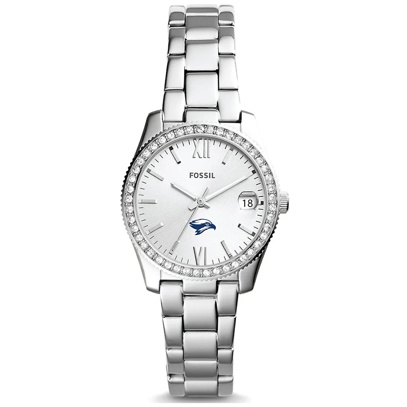 Women's Fossil Silver Broward Seahawks Scarlette Mini Three-Hand Date Watch