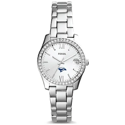 Women's Fossil Silver Broward Seahawks Scarlette Mini Three-Hand Date Watch