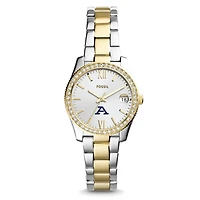 Women's Fossil  Silver/Gold Akron Zips Scarlette Mini Two-Tone Stainless Steel Watch