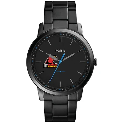 Men's Fossil  Black Illinois Tech Scarlet Hawks Minimalist Slim Stainless Steel Watch