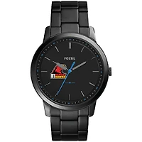 Men's Fossil  Black Illinois Tech Scarlet Hawks Minimalist Slim Stainless Steel Watch