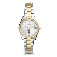 Women's Fossil  Silver/Gold UAlbany Great Danes Scarlette Mini Two-Tone Stainless Steel Watch