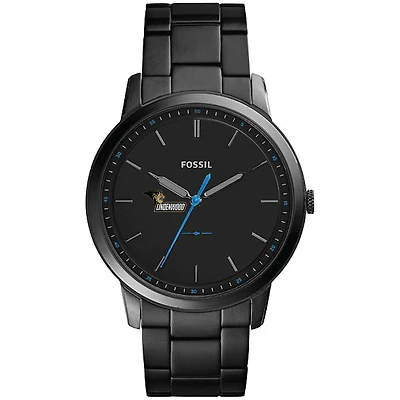 Men's Fossil  Black Lindenwood Lions Minimalist Slim Stainless Steel Watch