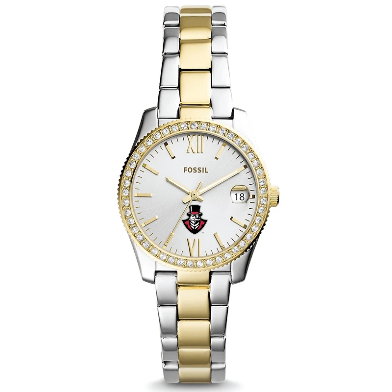 Women's Fossil  Silver/Gold Austin Peay State Governors Scarlette Mini Two-Tone Stainless Steel Watch