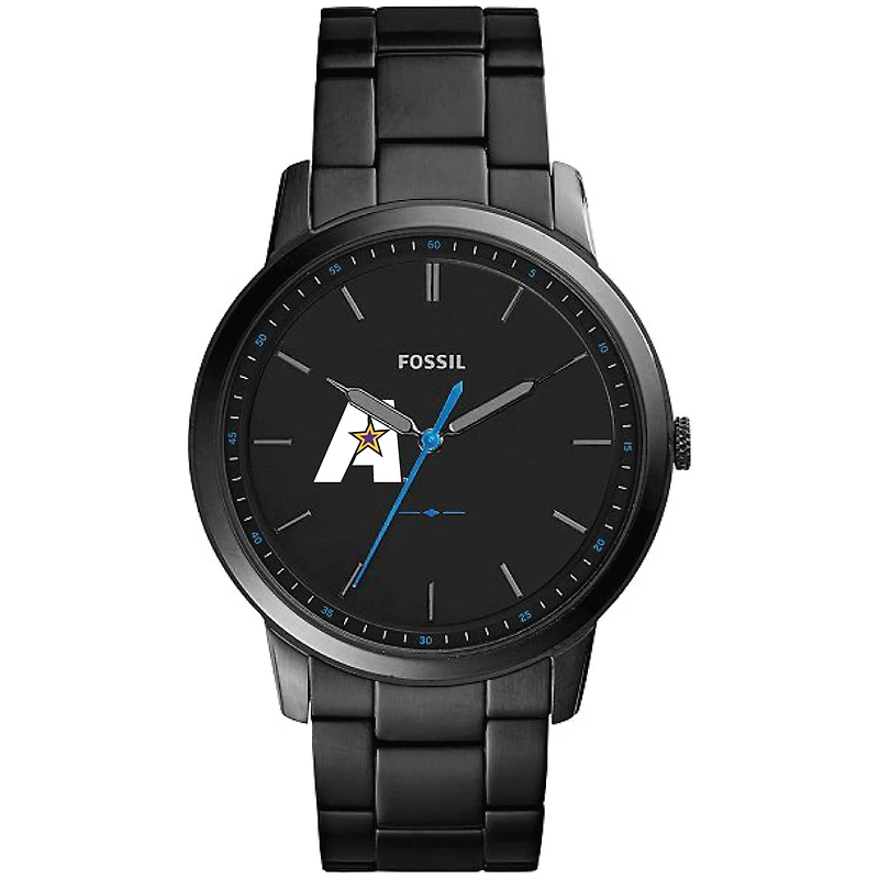 Men's Fossil  Black LSUA Generals Minimalist Slim Stainless Steel Watch