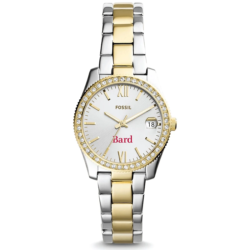 Women's Fossil Silver/Gold Bard College Raptors Scarlette Mini Two-Tone Stainless Steel Watch