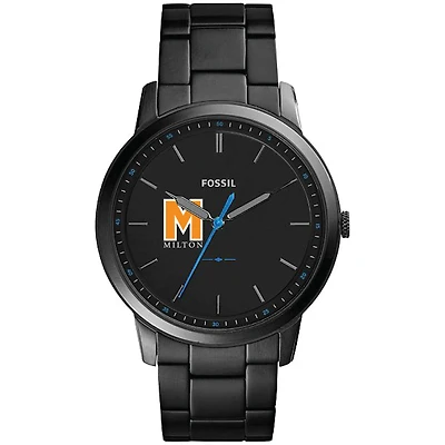 Men's Fossil  Black Milton Academy Mustangs Minimalist Slim Stainless Steel Watch