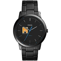 Men's Fossil  Black Milton Academy Mustangs Minimalist Slim Stainless Steel Watch