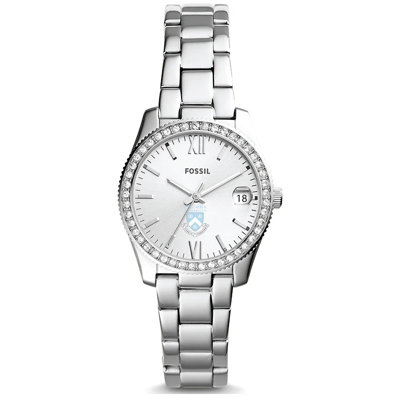 Women's Fossil Silver Columbia University Scarlette Mini Three-Hand Date Watch