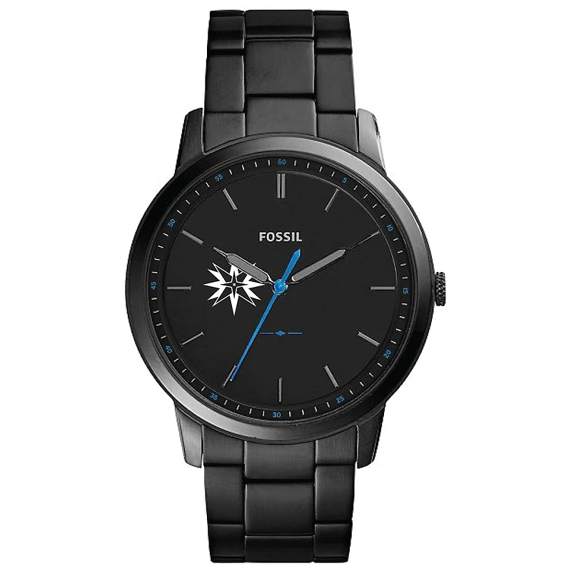 Men's Fossil  Black Moravian Greyhounds Minimalist Slim Stainless Steel Watch