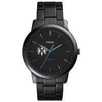 Men's Fossil  Black Moravian Greyhounds Minimalist Slim Stainless Steel Watch