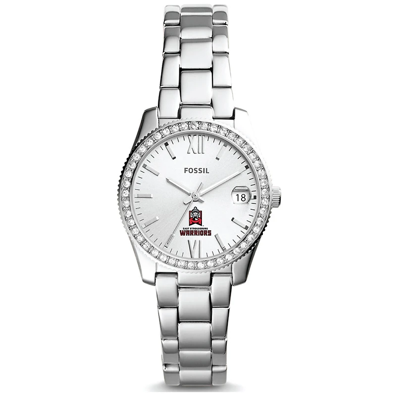 Women's Fossil Silver East Stroudsburg Warriors Scarlette Mini Three-Hand Date Watch