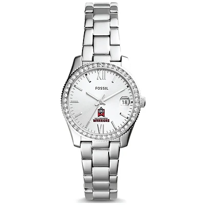 Women's Fossil Silver East Stroudsburg Warriors Scarlette Mini Three-Hand Date Watch