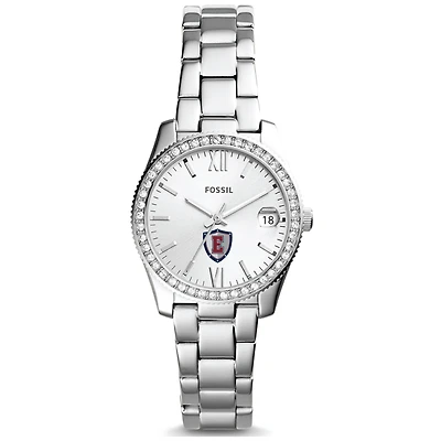 Women's Fossil Silver Eastern Connecticut State Warriors Scarlette Mini Three-Hand Date Watch