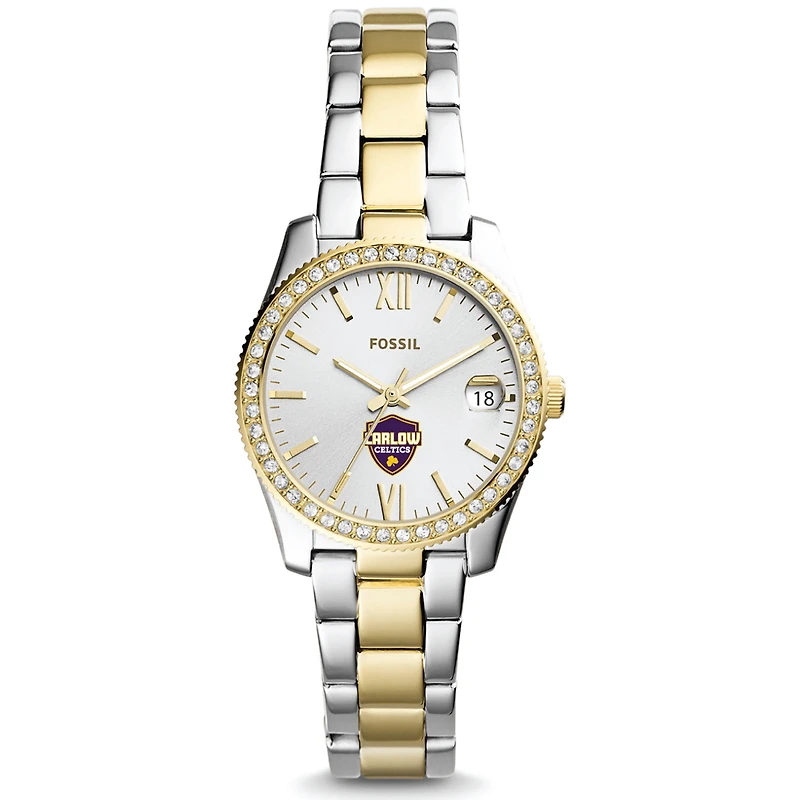Women's Fossil Silver/Gold Carlow University Celtics Scarlette Mini Two-Tone Stainless Steel Watch