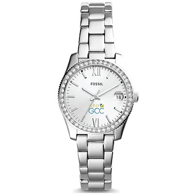 Women's Fossil Silver SUNY Genesee Community College Scarlette Mini Three-Hand Date Watch