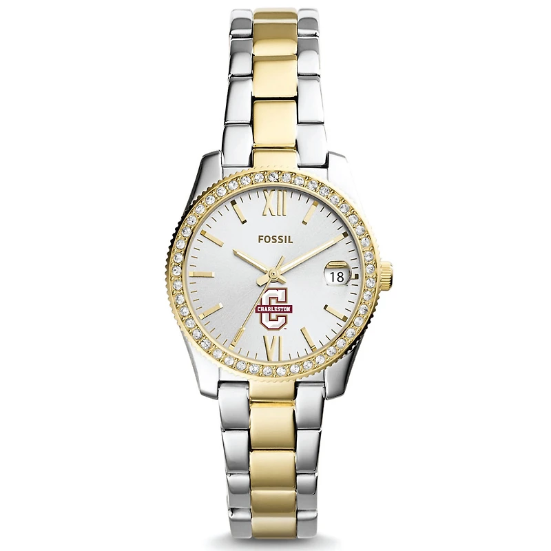 Women's Fossil Silver/Gold Charleston Cougars Scarlette Mini Two-Tone Stainless Steel Watch