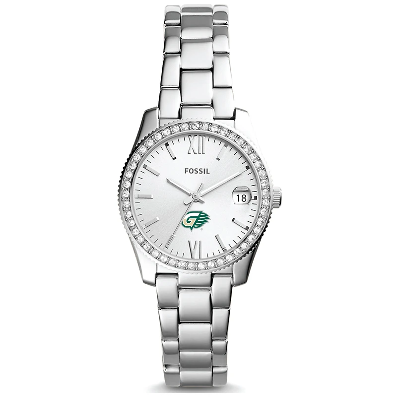 Women's Fossil Silver Georgia Gwinnett Grizzlies Scarlette Mini Three-Hand Date Watch