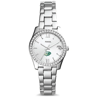 Women's Fossil Silver Georgia Gwinnett Grizzlies Scarlette Mini Three-Hand Date Watch