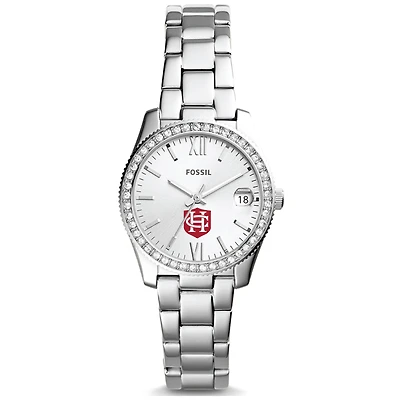 Women's Fossil Silver Hanover Panthers Scarlette Mini Three-Hand Date Watch