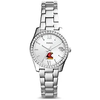 Women's Fossil  Silver Illinois Tech Scarlet Hawks Scarlette Mini Three-Hand Date Watch