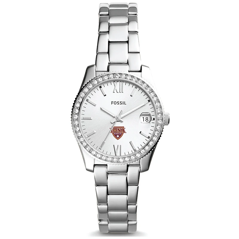 Women's Fossil Silver Iona University Gaels Scarlette Mini Three-Hand Date Watch