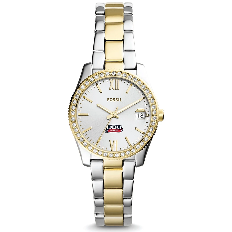 Women's Fossil Silver/Gold Dallas Baptist Patriots Scarlette Mini Two-Tone Stainless Steel Watch