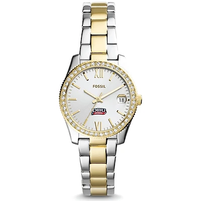 Women's Fossil Silver/Gold Dallas Baptist Patriots Scarlette Mini Two-Tone Stainless Steel Watch