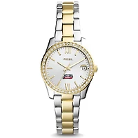Women's Fossil  Silver/Gold Dallas Baptist Patriots Scarlette Mini Two-Tone Stainless Steel Watch