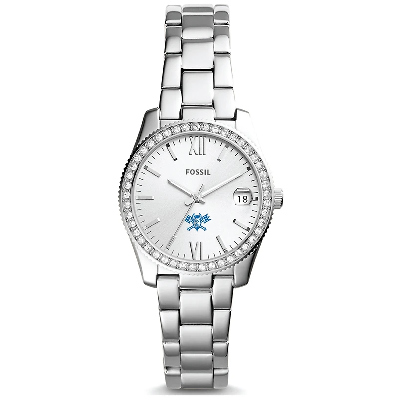 Women's Fossil Silver Lawrence Technological University Blue Devils Scarlette Mini Three-Hand Date Watch