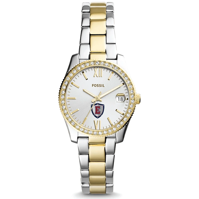 Women's Fossil Silver/Gold Eastern Connecticut State Warriors Scarlette Mini Two-Tone Stainless Steel Watch