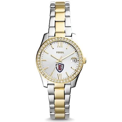 Women's Fossil  Silver/Gold Eastern Connecticut State Warriors Scarlette Mini Two-Tone Stainless Steel Watch
