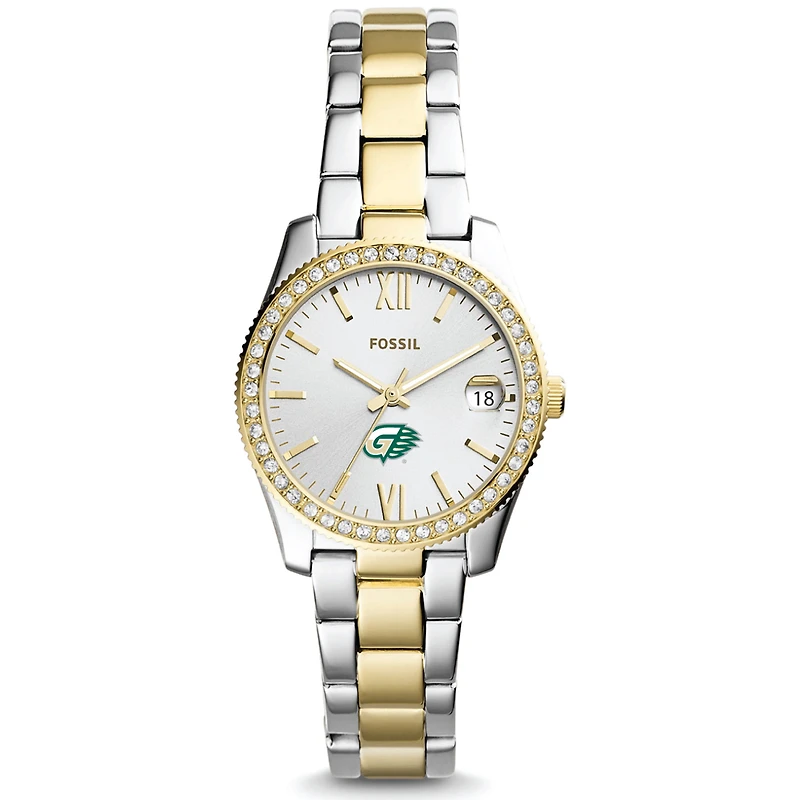 Women's Fossil Silver/Gold Georgia Gwinnett Grizzlies Scarlette Mini Two-Tone Stainless Steel Watch