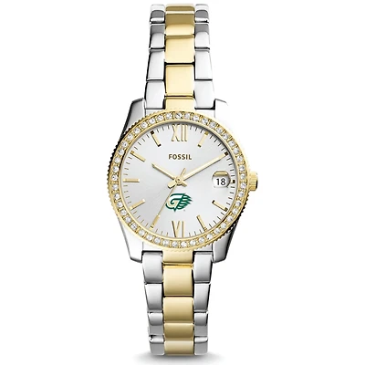Women's Fossil Silver/Gold Georgia Gwinnett Grizzlies Scarlette Mini Two-Tone Stainless Steel Watch
