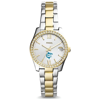 Women's Fossil Silver/Gold Hawaii Pacific Sharks Scarlette Mini Two-Tone Stainless Steel Watch