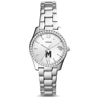 Women's Fossil Silver Milton Academy Mustangs Scarlette Mini Three-Hand Date Watch