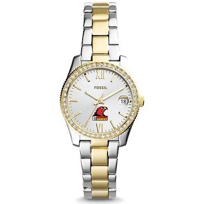 Women's Fossil  Silver/Gold Illinois Tech Scarlet Hawks Scarlette Mini Two-Tone Stainless Steel Watch