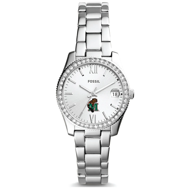 Women's Fossil Silver Minot State Beavers Scarlette Mini Three-Hand Date Watch