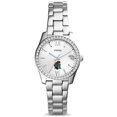 Women's Fossil Silver Minot State Beavers Scarlette Mini Three-Hand Date Watch
