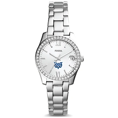 Women's Fossil  Silver Mississippi University for Women Owls Scarlette Mini Three-Hand Date Watch