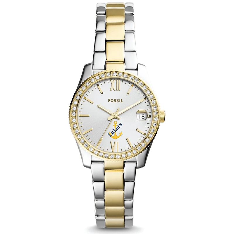 Women's Fossil Silver/Gold Lake Superior State Lakers Scarlette Mini Two-Tone Stainless Steel Watch
